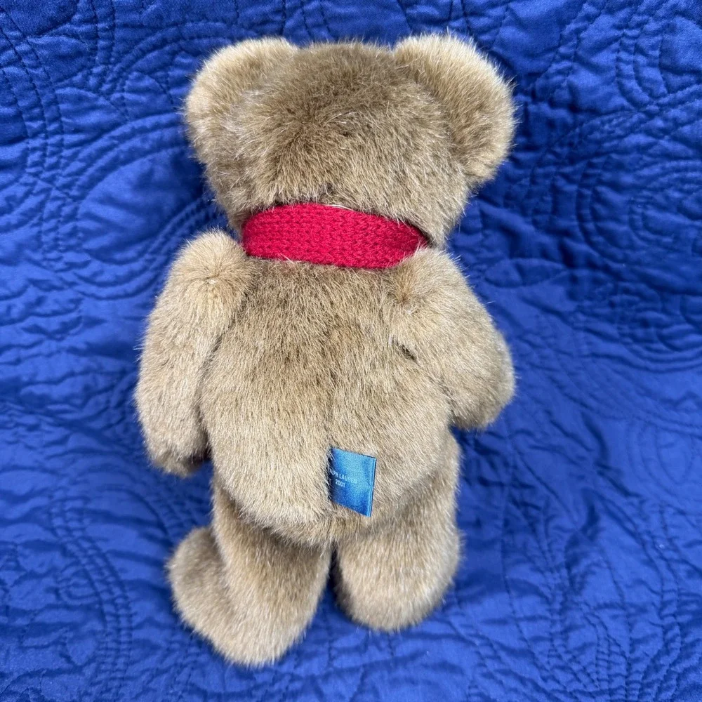 Ralph Lauren Polo Teddy Bear 2001 Vintage Plush Brown Red Scarf 10 Inch